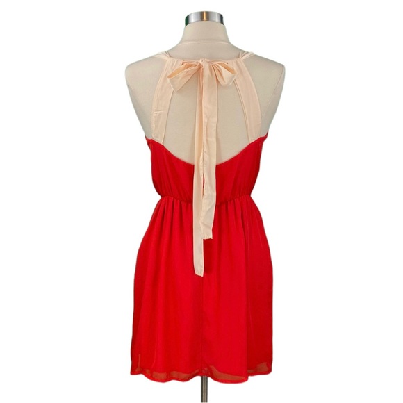 Lulu’s Red and Cream Mini Blouson Halter Dress - Picture 8 of 16